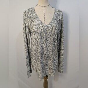 Altar'd State Gray White Marled Knit Distressed Sweater M Boho Cottagecore